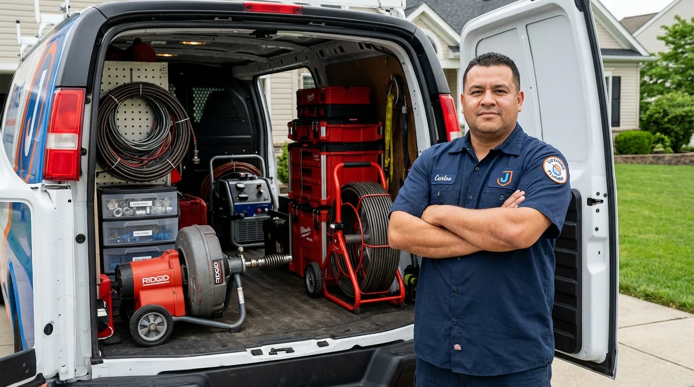 Professional drain cleaning equipment and Johns Plumbing LLC plumber in Evans