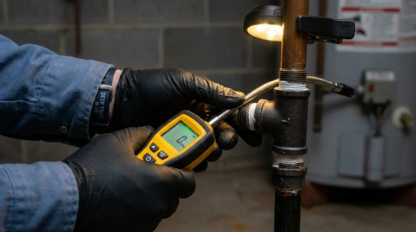 Gas leak detection with electronic sniffer by Johns Plumbing LLC in Evans