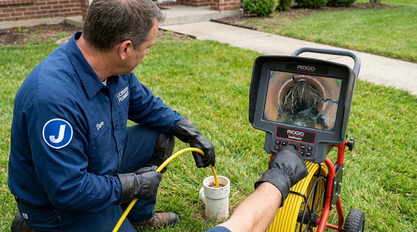 Sewer camera inspection being performed by Johns Plumbing LLC in Evans